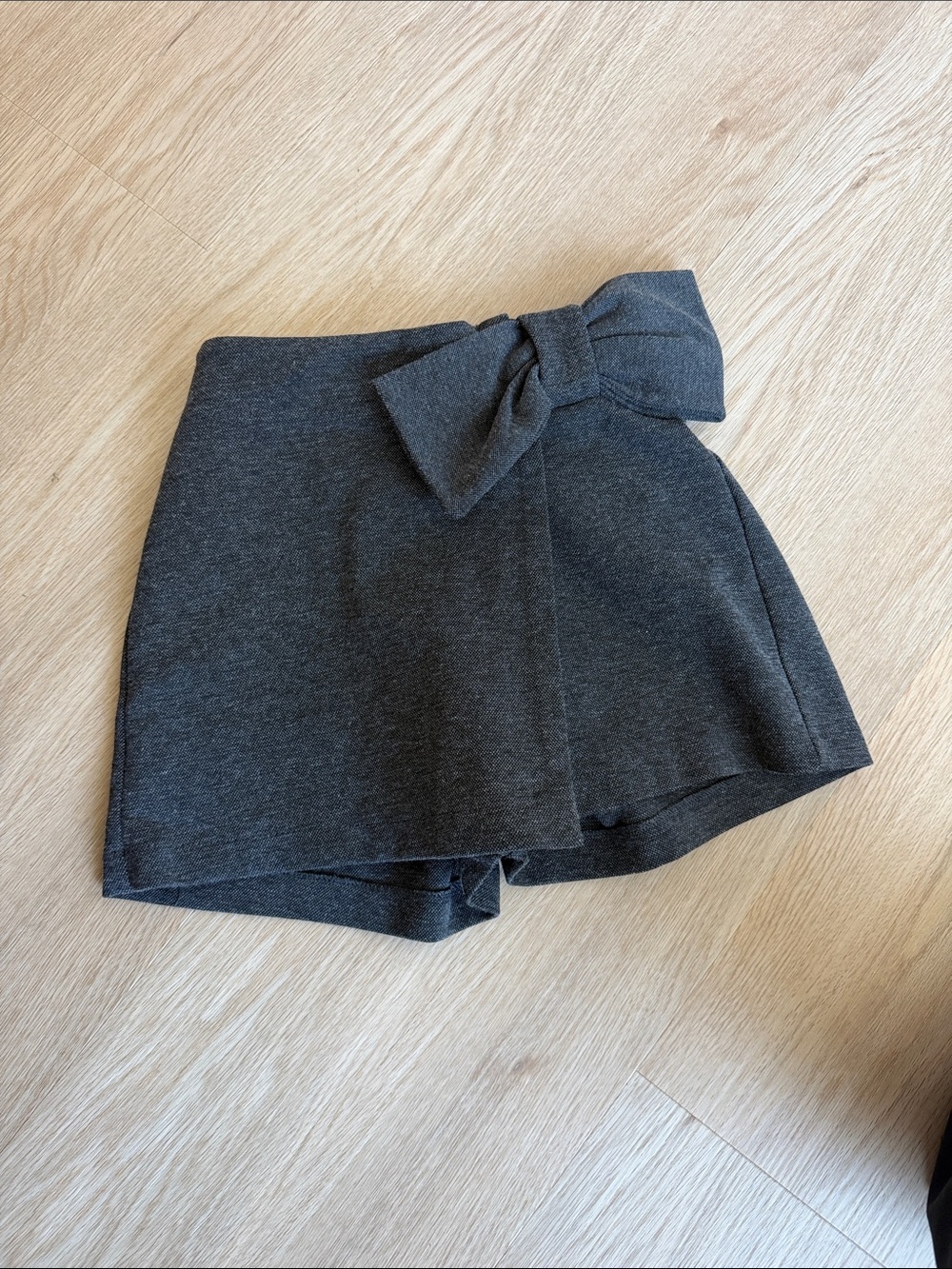 Zara Charcoal Gray Bow-Waist Girls' Skort